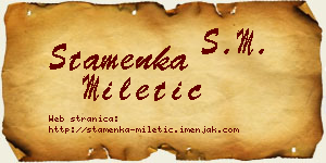 Stamenka Miletić vizit kartica